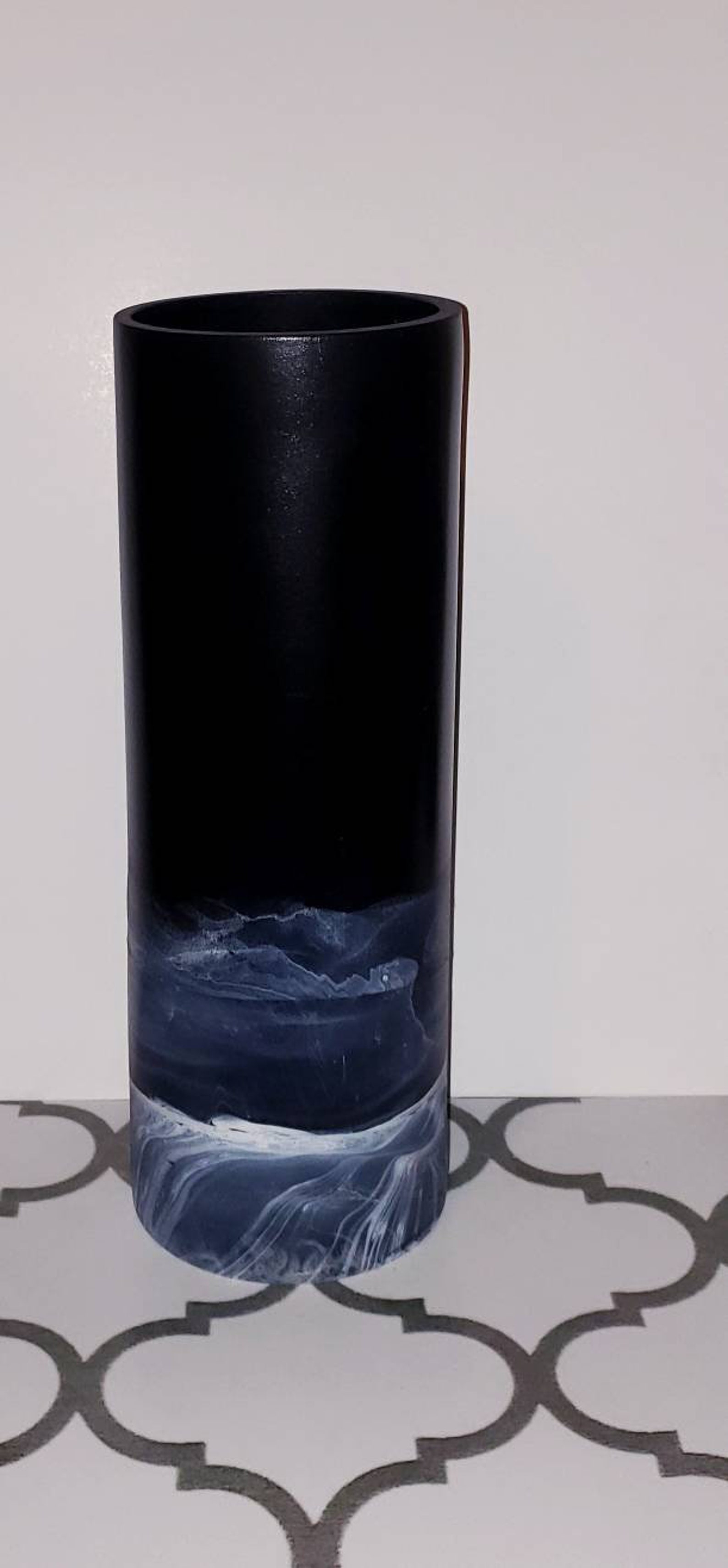 Tall Black Glass Vase Modern Tall Modern Black Glass Vase Etsy