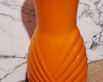 Hohe orange Glasvase, Art-Deco-Vase, orangefarbene Glasvase, Art-Deco-Vase, orangefarbene Glasvase, große Vase Orange, Dekor, große Vase, orange Vase