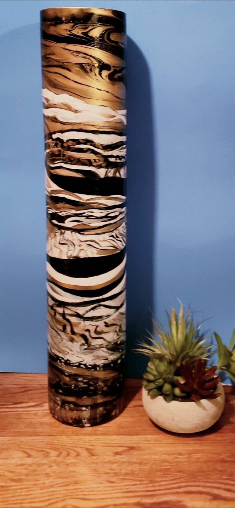 Tall Gold Floor Vase 24 Inch Tall Black and Gold Floor Vase Etsy
