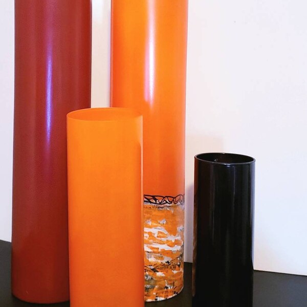 Orange Glass Tall Floor Vase - Etsy