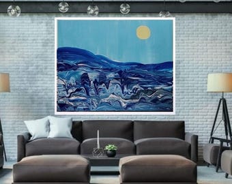 Abstract Acrylic Pour Painting, Blue Abstract Painting, Abstract Wall Art, Teal Wall Art, Dorm Decor, Contemporary Fluid Art Painting