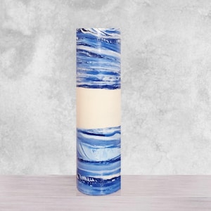 Floor Vase, Tall Blue Glass Vase, Tall Floor Vase, Tall Vase for Floor, Blue Vase 20 in, Floor Vase Tall, Blue Cream Vase, Hand Blown Glass