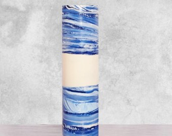 Floor Vase, Tall Blue Glass Vase, Tall Floor Vase, Tall Vase for Floor, Blue Vase 20 in, Floor Vase Tall, Blue Cream Vase, Hand Blown Glass