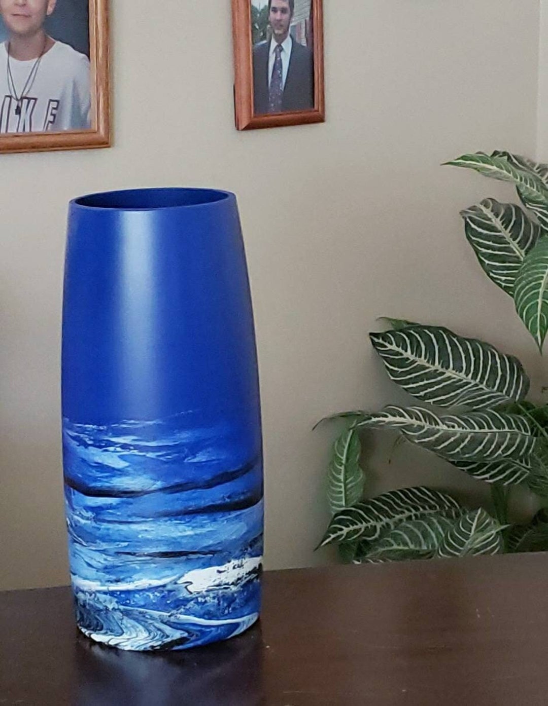 Tall Blue Glass Vase Cobalt Blue Black Vase Tall Blue Vase Etsy