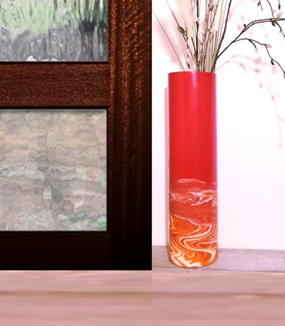 Tall Floor Vase Red Floor Vase 3 Feet Tall Large Floor Vase Etsy