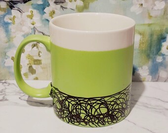 Large Coffee Mug 20 oz Hand Painted, Large Green Ceramic Mug, Extra Large Mug, 20 oz Mug, Extra Large Coffee Mug, Ceramic Mug, Gift for Man