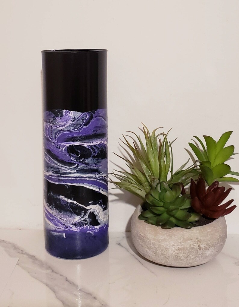 Tall Floor Vase Purple Floor Vase 3 Feet Tall Purple Black Etsy