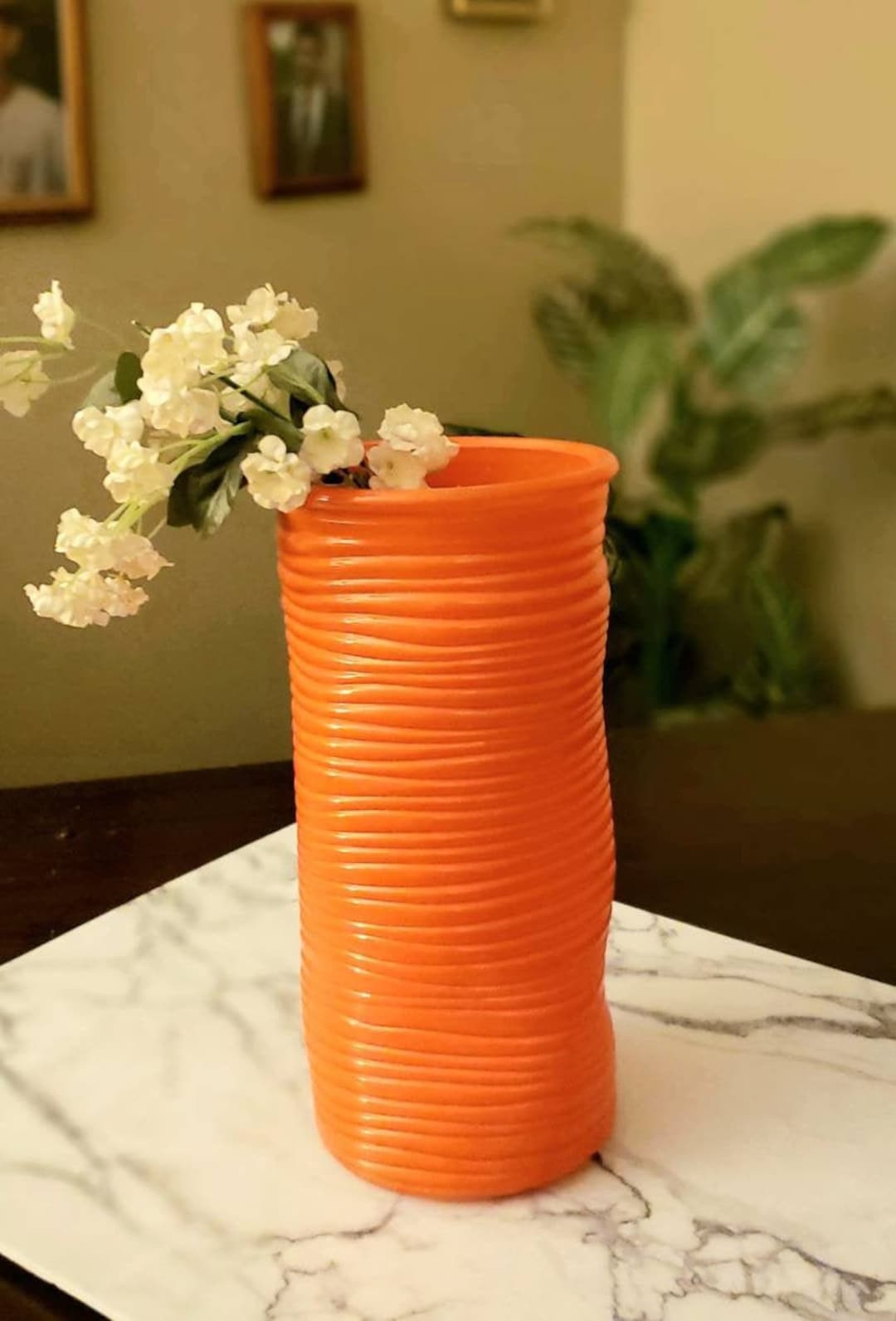 Modern Orange Glass Vase, Modern Glass Vase Orange, 10 Inch Orange ...