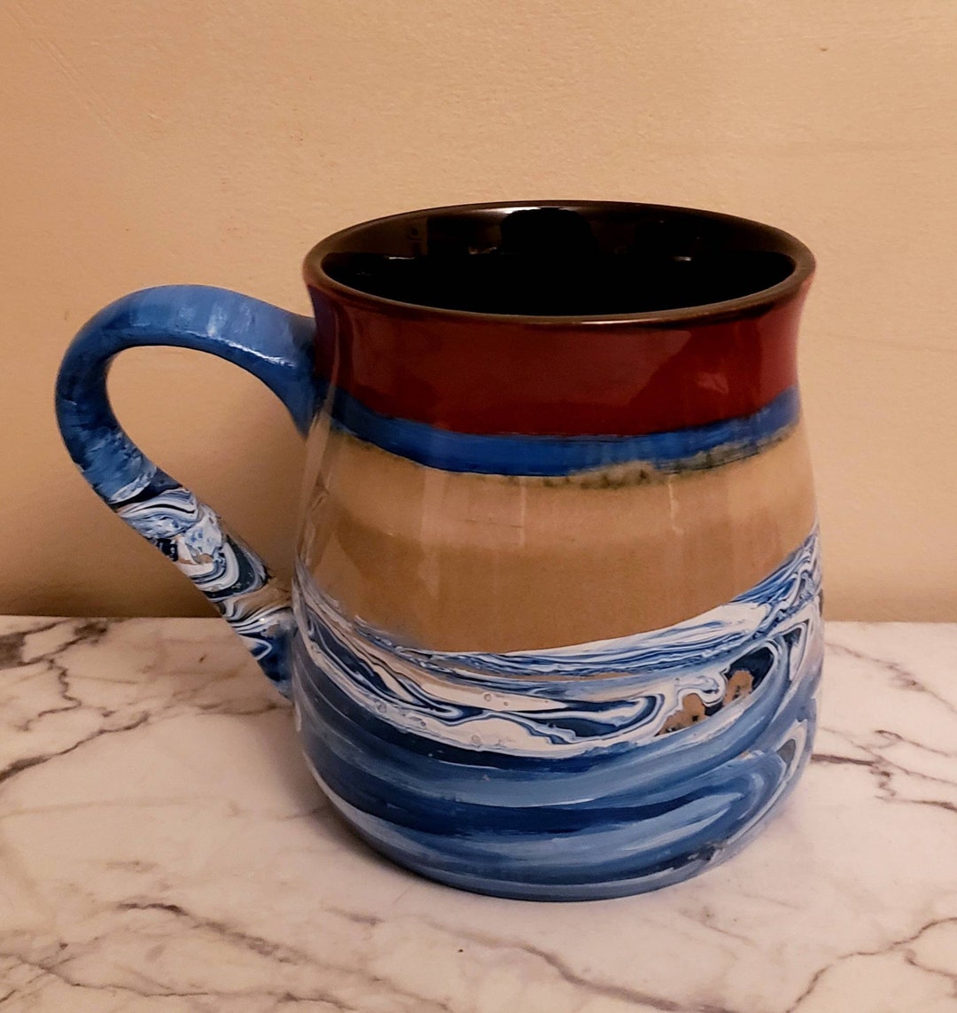 Large Coffee Mug, Large Blue Coffee, Extra Large Blue Mug, Extra Large