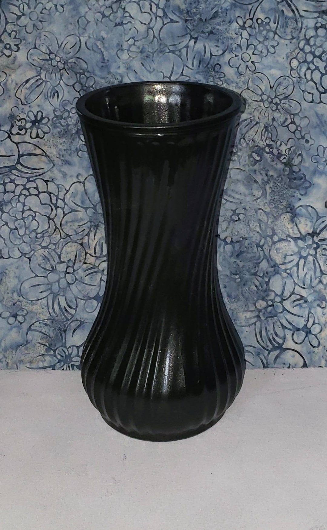 Tall Black Glass Vase, Black Glossy Vase, Modern Black Vase, Tall Black
