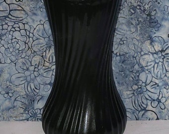 Tall Black Glass Vase, Black Glossy Vase, Modern Black Vase, Tall Black Vase 10 in, Art Deco Cylinder Vase, Black Decor, Contemporary Decor