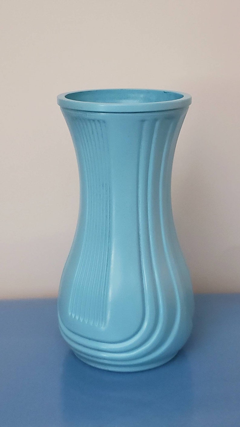 Art Deco Vase Teal Glass Vase Vintage Glass Vase Turquoise Etsy