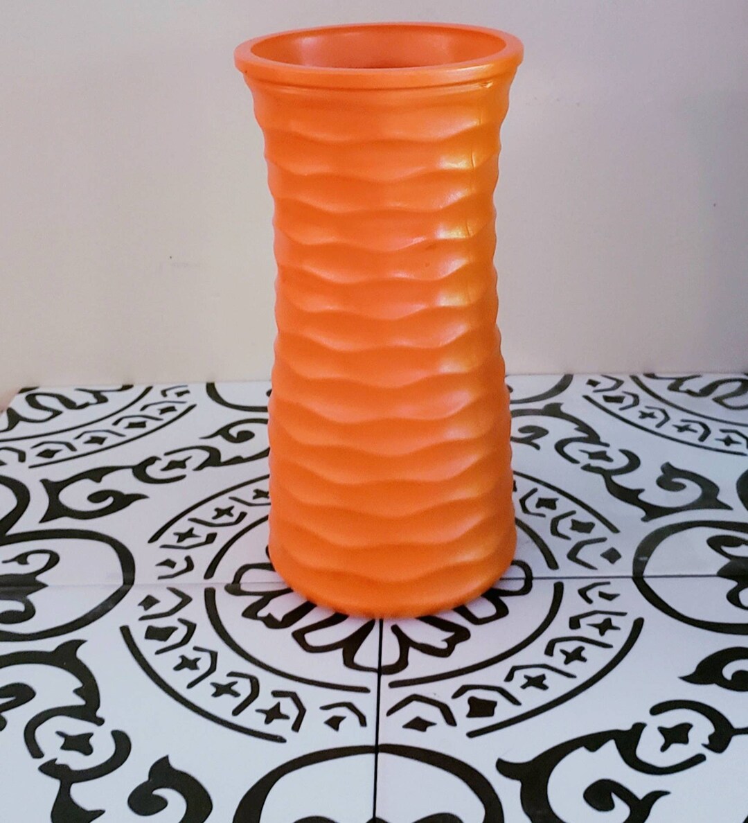Modern Orange Glass Vase Orange Sculptured Vase. Orange Glass Etsy