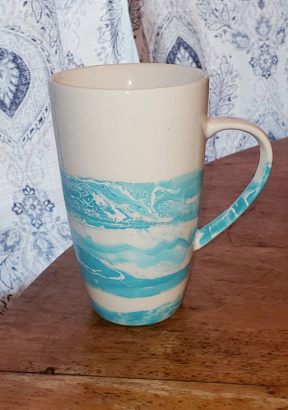 Large Coffee Mug, Tall Teal Coffee Mug 18 Oz, Tall Coffee Mug