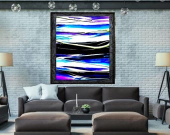 Abstract Painting Print in Blue and Purple, Abstract Wall Art, Dorm Room Decor, Abstract Art Print, Modern Canvas Print, Abstract Wall Art