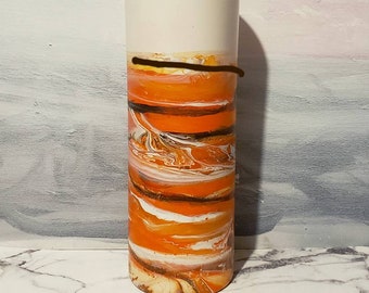 Tall Orange Glass Vase, Best Gift, Tall Orange Vase, Fall Vase, Tall Orange Vase 12 inch, Orange Brown Glass Vase, Orange Cylinder Vase