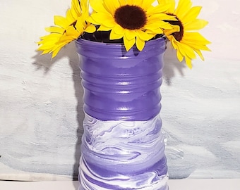Tall Purple Vase, Purple Glass Vase, Wedding Gift, Hand Painted Vintage Vase, Lavender Vase, Vintage Vase, Tall Purple Vase, Purple Decor