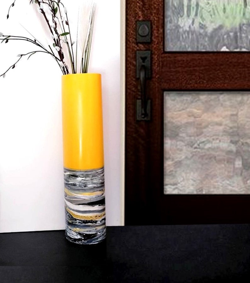 Tall Yellow Floor Vase Tall Floor Vase 20 Inch Floor Vase Etsy UK