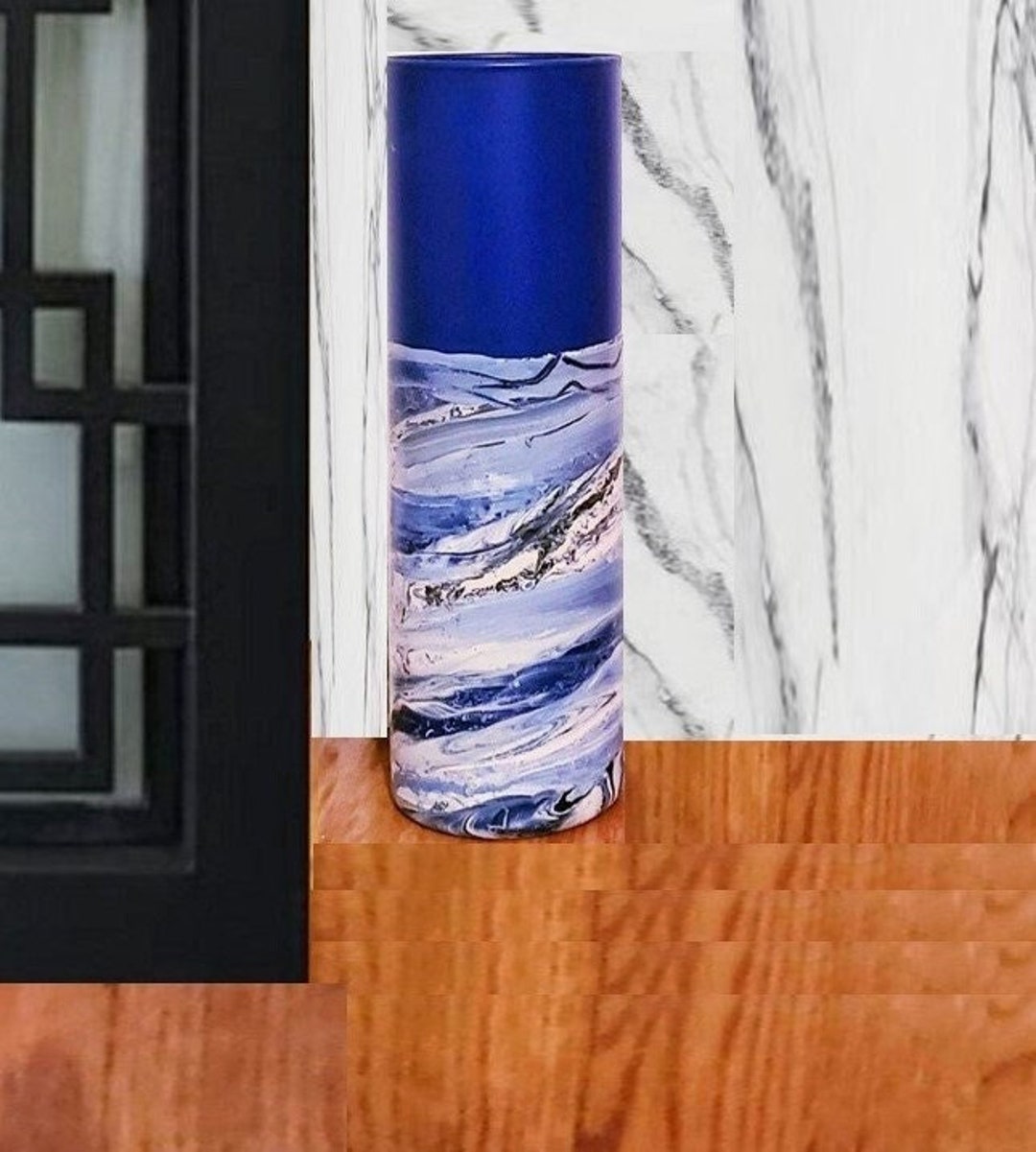 Floor Vase Tall Floor Vase Tall Blue Glass Floor Vase Floor Etsy