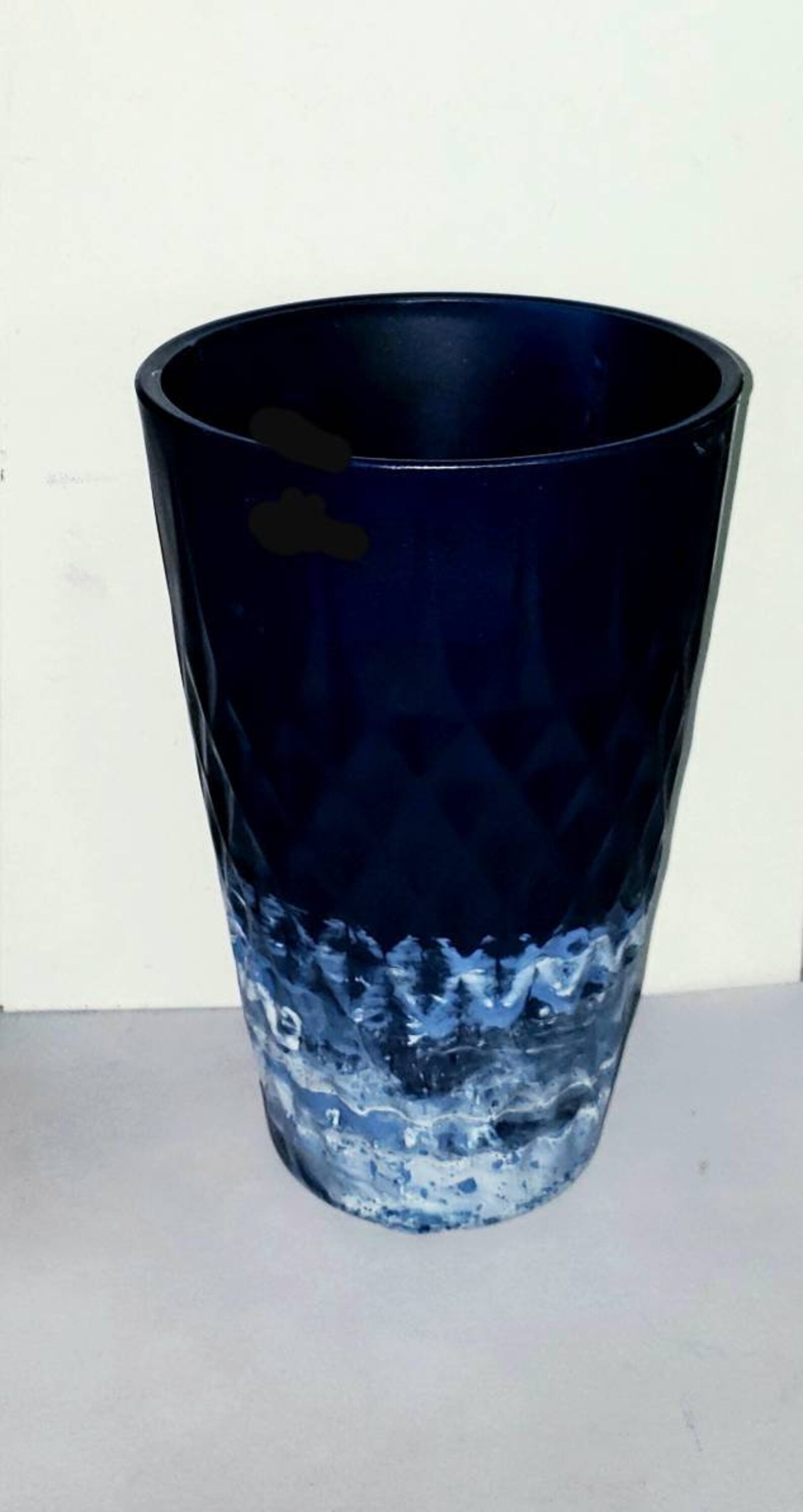 Large Navy Blue Glass Vase Etsy