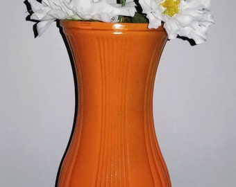Orange Glass Vase, Art Deco Vase, Orange Decor, Orange Vase, Modern Orange Vase, Art Deco Vase, Tall Orange Vase, Vintage Vase, Orange Glass