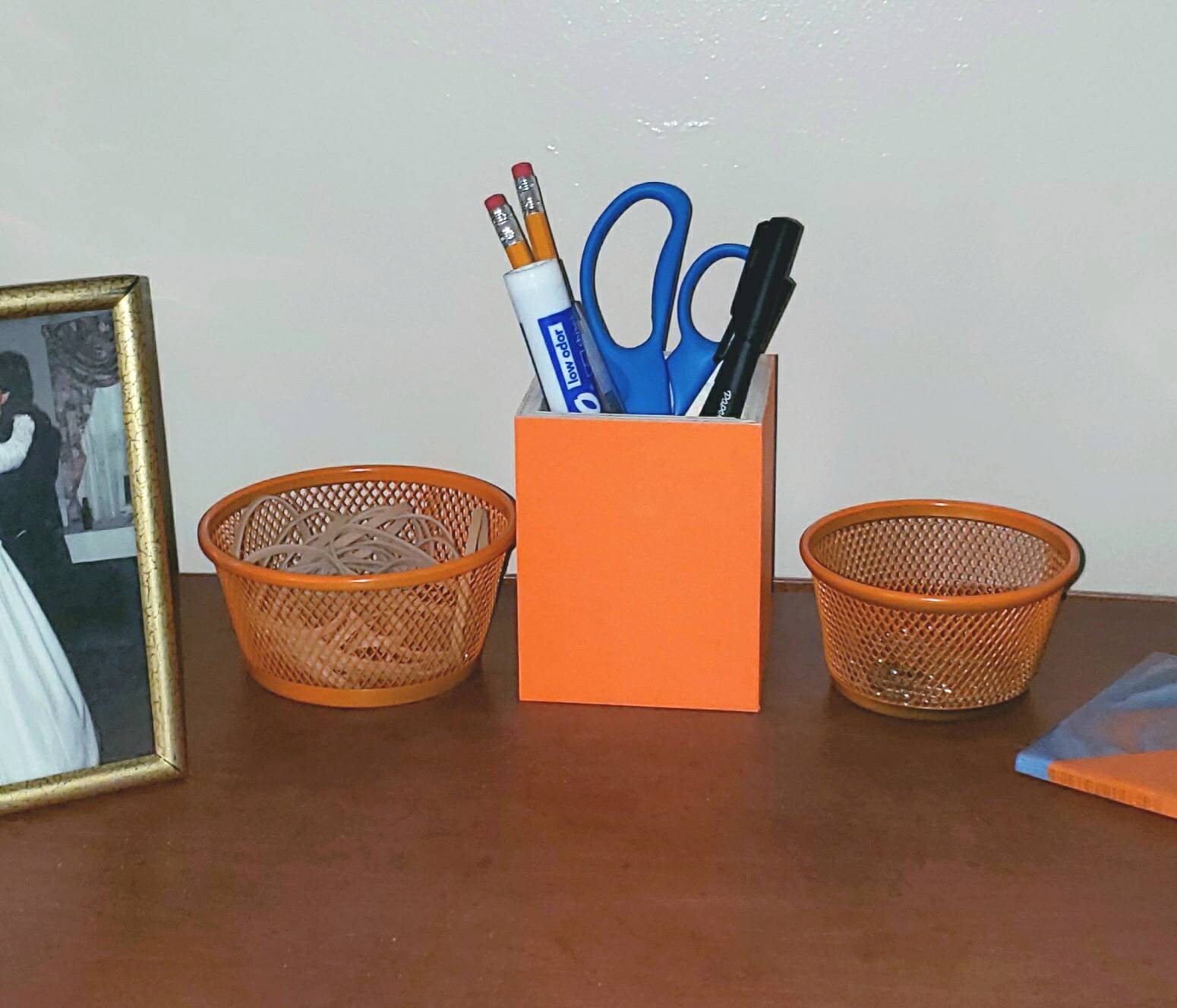Orange Desk Accessories/desk Organizer/orange Desk Set Etsy