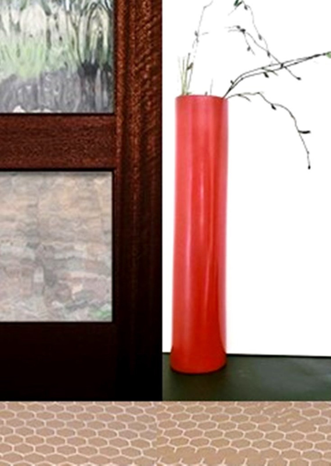 Vase de plancher grand/vase en verre orange Etsy