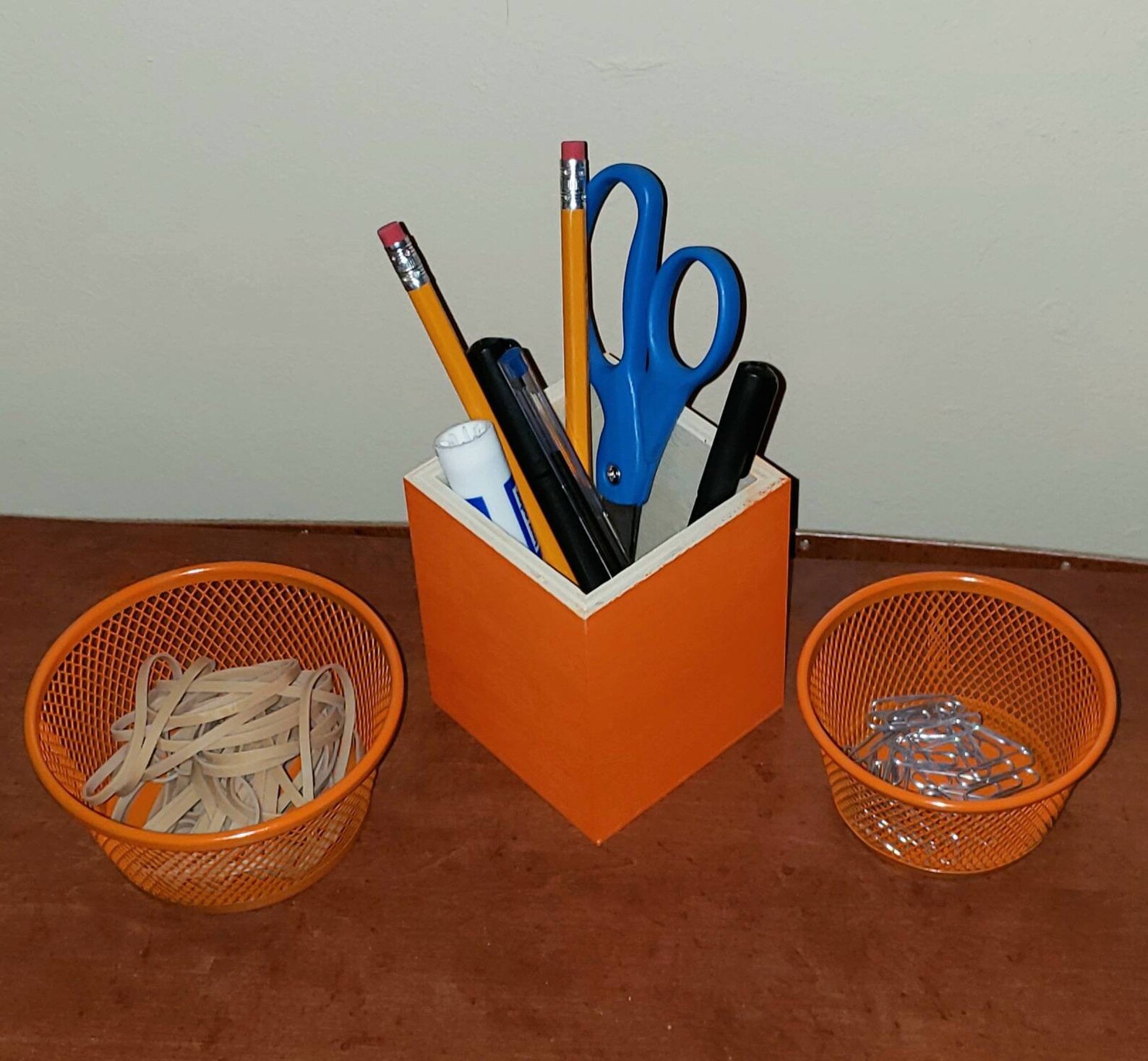 Orange Desk Accessories/desk Organizer/orange Desk Set Etsy