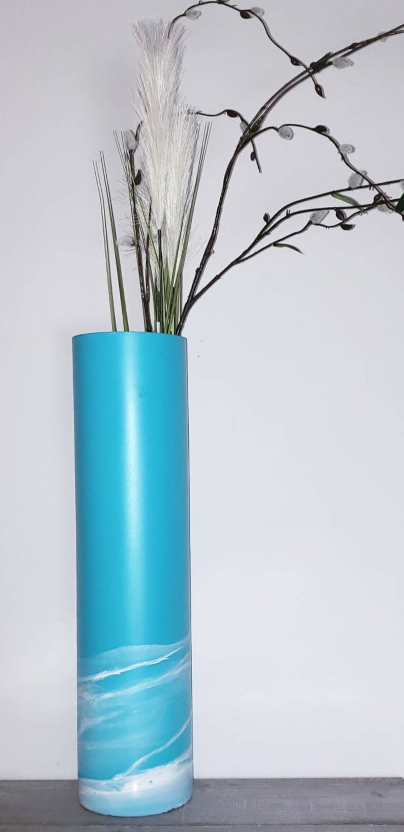 Tall Floor Vase Teal Floor Vase 3 Feet Tall Floor Vase 40 Etsy