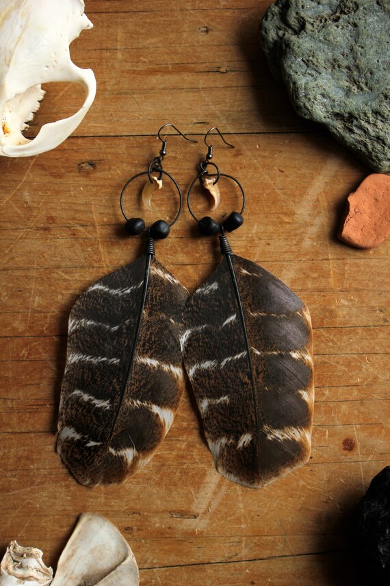 Natural feather best sale earrings