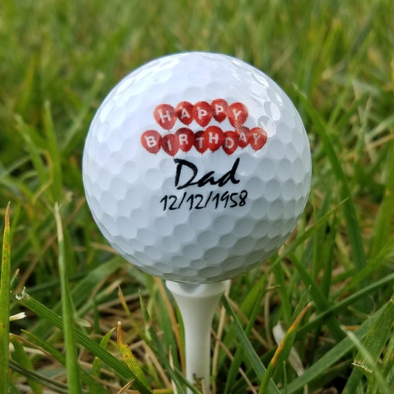 Set Of 3 Custom Uv Printed Golf Ball Happy Birthday Dad Etsy