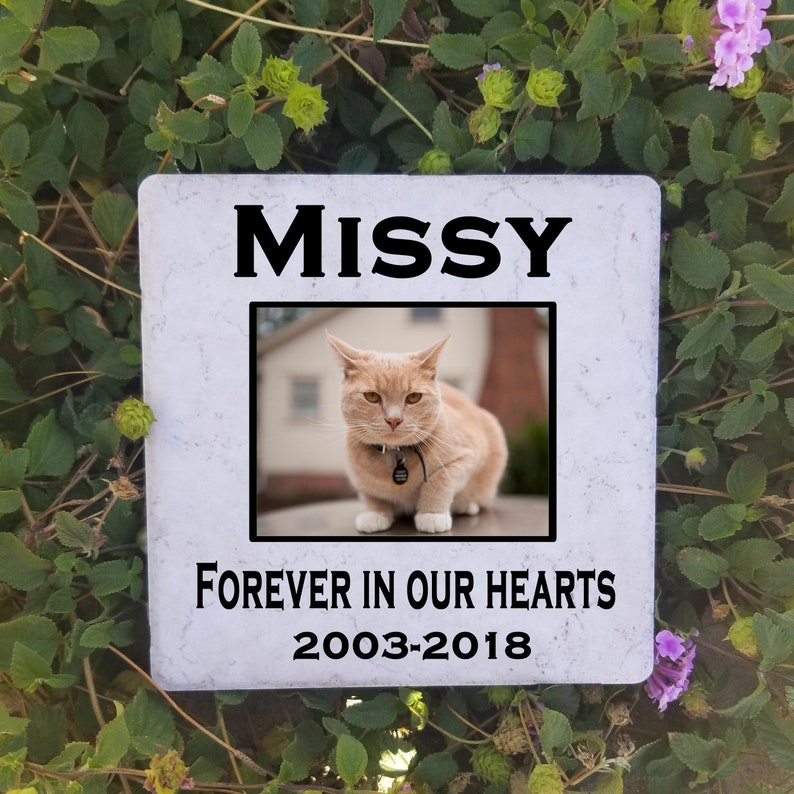 6x6 Personalize Memorial Stone,Customize it with your pets Picture Name and Date,Grave Marker,Headstone for your Pet,Dog,Cat,Horse,Fish