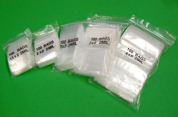  300 Assorted Zip Seal Bags Sizes 2x2 2x3 3x4 Clear
