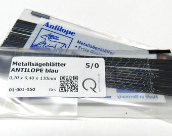 Antilope Jewelers Saw Blades #5/0 Blue Jewelry Making Made in Germany - 1 Gross