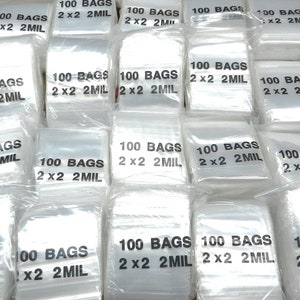 100pc Self Locking 2 x 2 Plastic Bags 2mm Thick All Purpose Storage Baggies