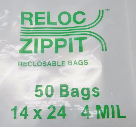 Jumbo Zip Squeeze Lock Bags 14x24 Clear 4mil 50PCS Reclosable Large Bag  14x24 