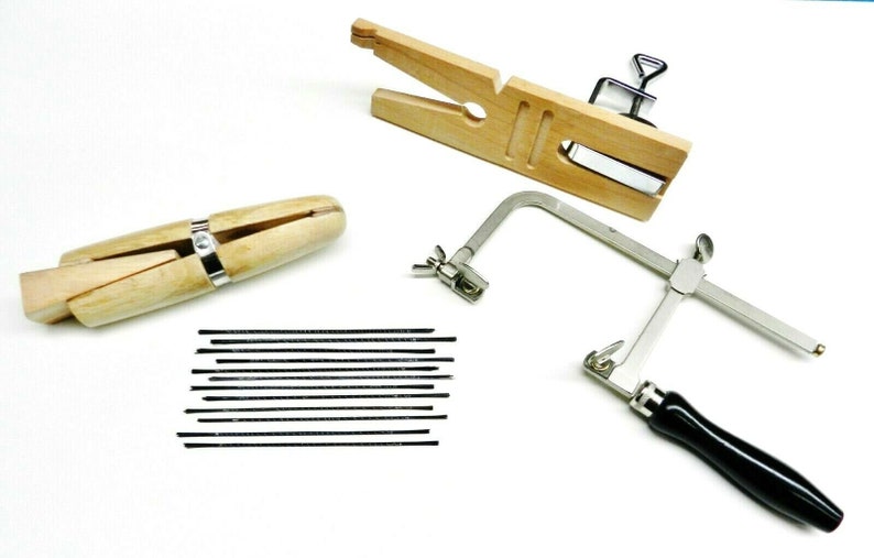 thumbnail image 2 of JTS Jewelry Making Tool Set: Bench Pin, Jeweler's Saw Frame, Ring Clamp, & Saw Blades, New 2 of 5