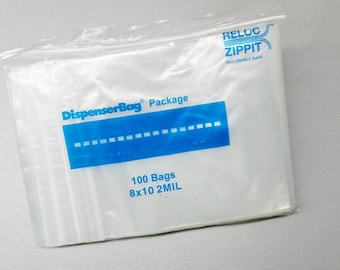 200 Zip Squeeze lock Bags 8x10 Clear 2mil Poly Reclosable Bag 8" X 10"