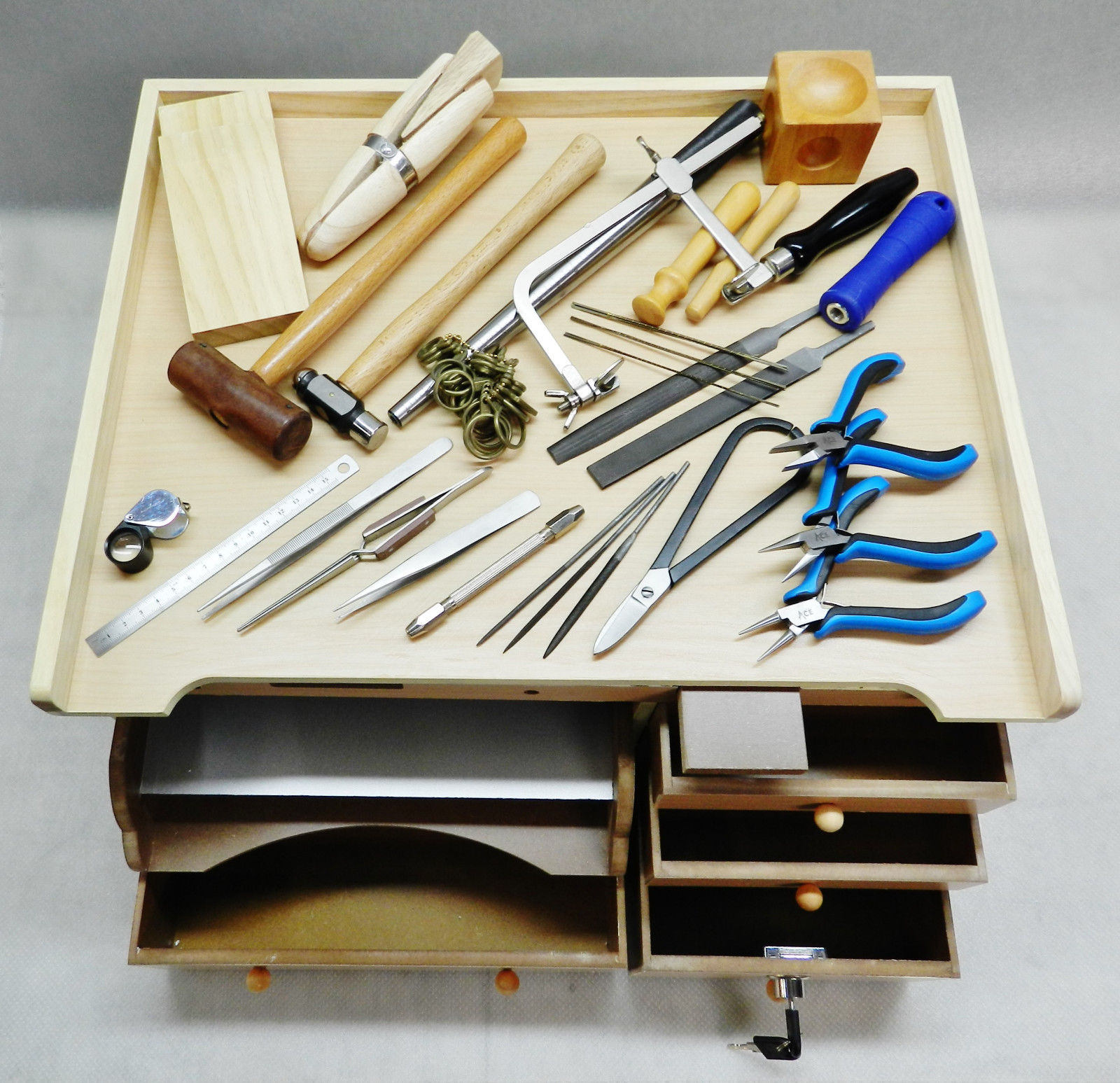 Jewelry Making Tool Kit with Saw Frame, Ring Clamp, Bench Pin, & Blades,  KIT-0083