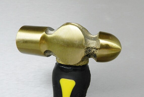 Stubby Brass Hammer Ergonomic Short Handle Ball Peen Mallet Metal