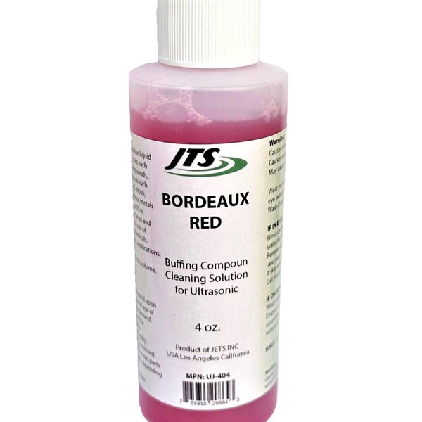 Jewelry Ultrasonic Cleaning Solution Bordeaux Red 4 oz. Buffing Compound Remover By JTS