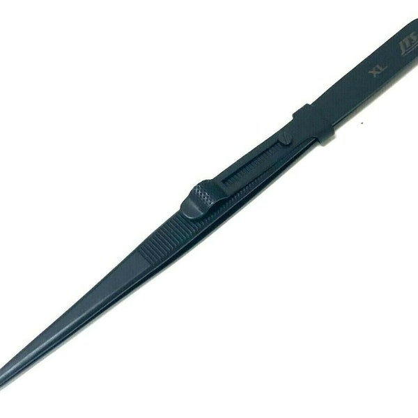 Diamond Tweezers Gemstone Black Anodized Tweezer 6-1/2" Slide Lock Large Tip