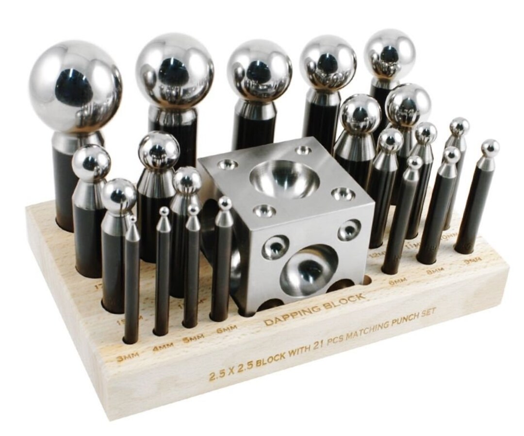Dapping Set Punches & Block Steel Forming 23pc Large Size 43mm3mm