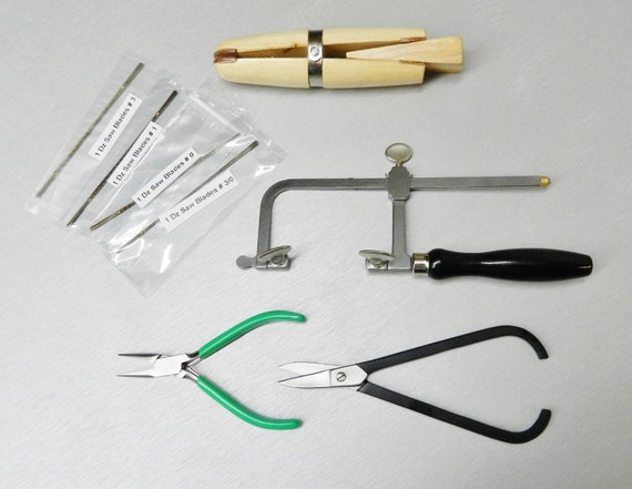 Jewelry Making Kit Sawing Holding Saw Frame Blades Shear Pliers & Ring  Clamp Set 