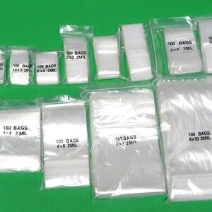 1,400 Zip Top Sealing Lock Bags 2mil Clear Poly Bag All Sizes & Shapes 14 Assorted 100 Per - Foto 3