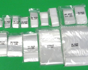 Clear Square Zip Seal Plastic Bags Jewelry Reclosable Top Lock Baggie 2 Mil  2ML