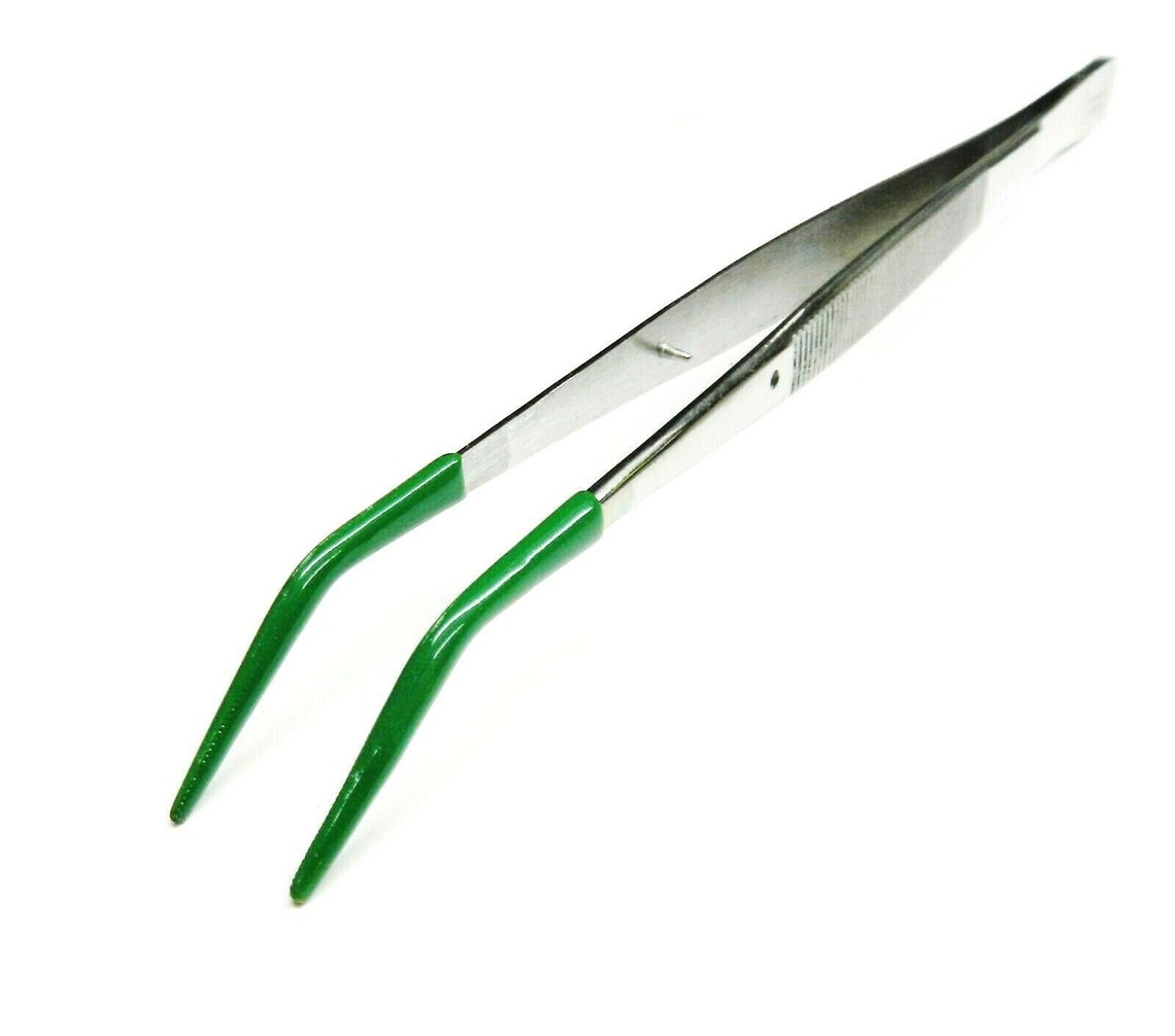 8 Long Tweezers Bent RUBBER PVC Coated TIPS Tweezer Etsy