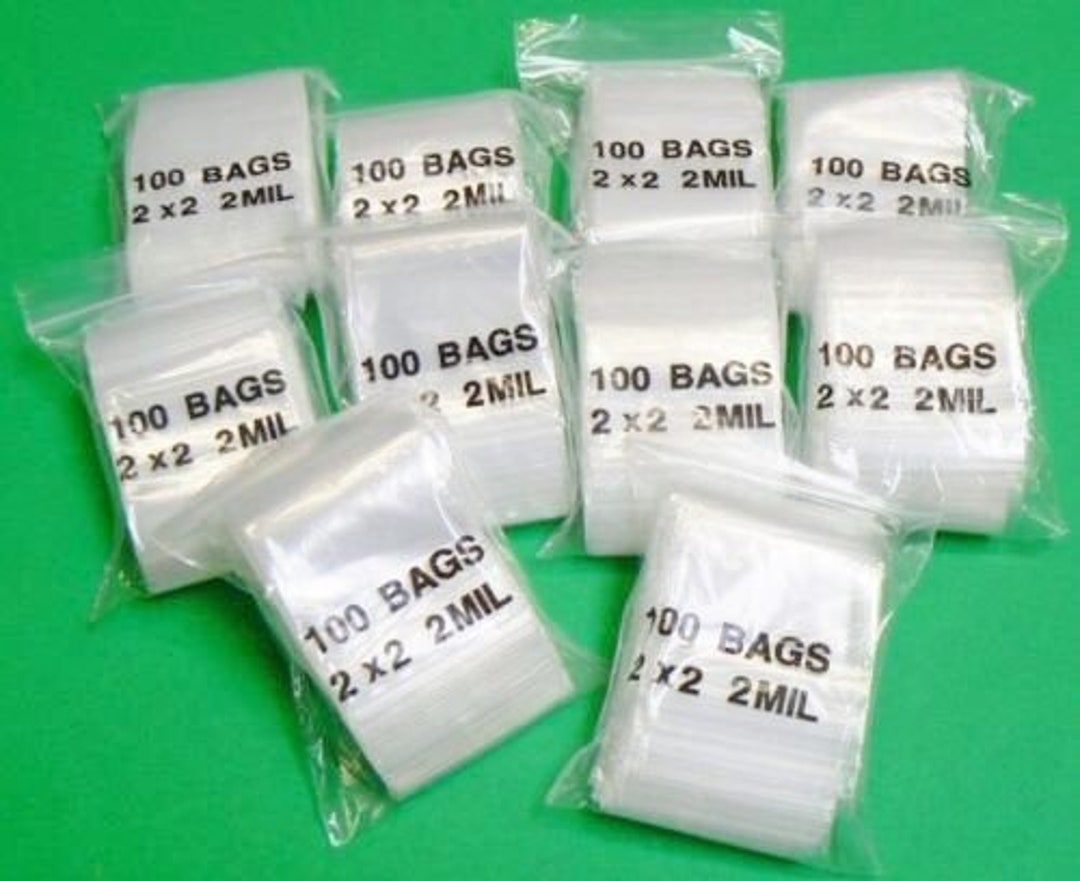 Zip Top Sealing Lock Bags 2mil Reclosable 2x2 Clear Poly Square Baggies