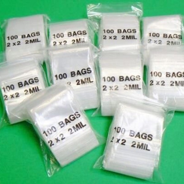 Zip Top Sealing lock Bags 2mil  Reclosable 2x2 Clear Poly Square Baggies 1000 pcs