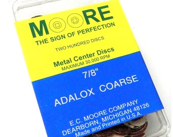 E.C. Moore's Adalox Coarse 7/8" Sanding Disc Snap-on Brass Center Pack of 200